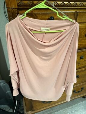 eesome Blush Pink Draped Cowl Neck Top